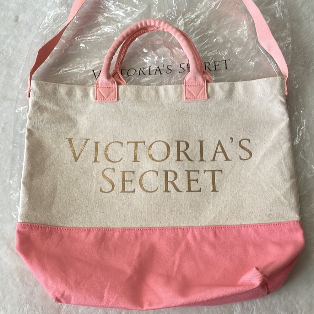 Victoria’s Secret Tote Bag Pink/Cream  Color 2 in 1 Insulated Cooler - Picture 7 of 16